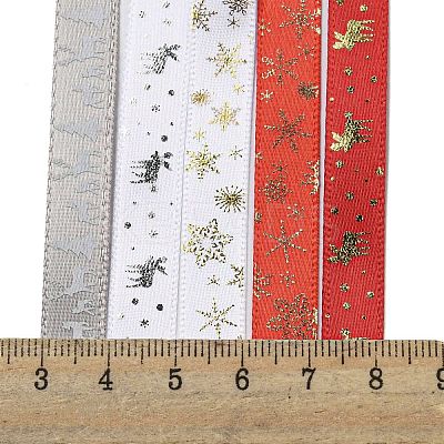 10M  5 Colors Hot Stamping Christmas Polyester Ribbons Set X1-OCOR-Q026-02-1