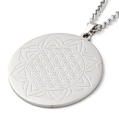 Non-Tarnish 304 Stainlessa Steel Curb Chain Pendant Necklaces NJEW-H034-03P-1