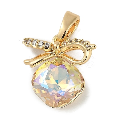 Brass Micro Pave Cubic Zirconia Charms KK-P283-23G-1