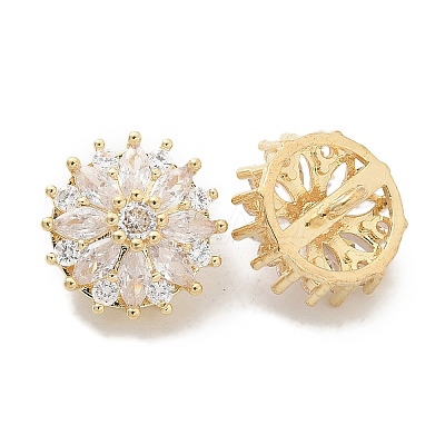 Rack Plating Brass Micro Pave Clear Cubic Zirconia Buttons KK-K293-08G-1