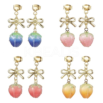 4Pairs 4 Colors Resin Stud Earring EJEW-TA00481-1