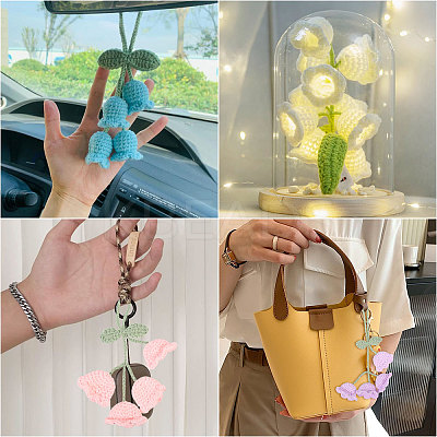 4Pcs 4 Colors Cotton Yarn Pendant Decorations HJEW-FG0001-21-1