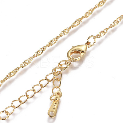 Gold Plated Tin Alloy Twisted Singapore Chain Fine Necklaces NJEW-BB10191-18-1