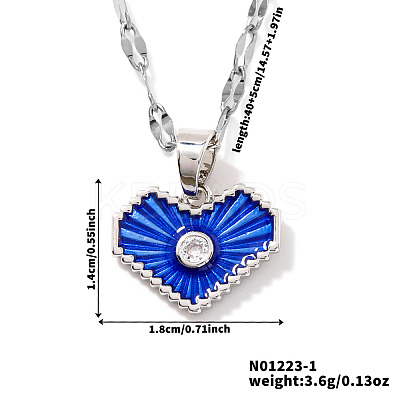 Romantic Brass Clear Cubic Zirconia Heart Pendant Necklaces FR4292-1-1