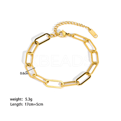 Simple 304 Stainless Steel Paperclip Chains Bracelets for Summer Beach PM6439-9-1