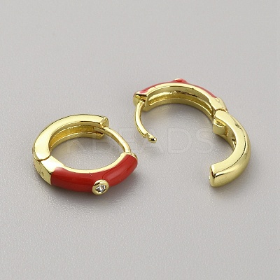 Enamel Hoop Earrings with Clear Cubic Zirconia EJEW-WH0004-39H-1