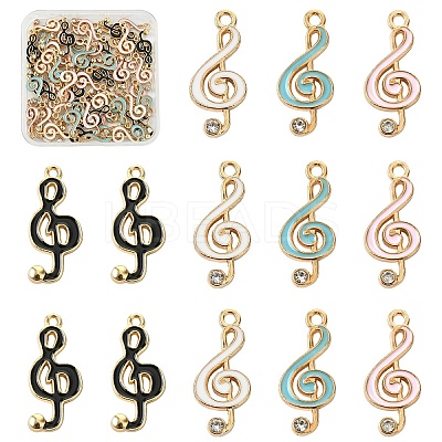 60Pcs 4 Colors Alloy Enamel Pendants ENAM-YW0005-58-1