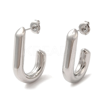 Non-Tarnish 304 Stainless Steel Oval Stud Earrings EJEW-Z022-26P-1