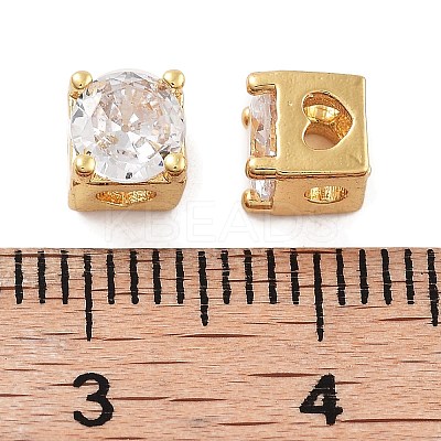 Rack Plating Brass Micro Pave Cubic Zirconia Beads KK-Z071-39G-1