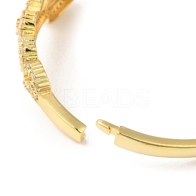 Clear Cubic Zirconia Teardrop Hinged Bangle BJEW-L681-002G-1
