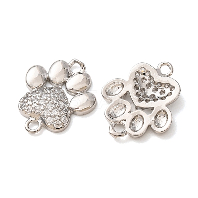 Brass Micro Pave Clear Cubic Zirconia Paw Print Links Connector Charms CU-CBA2907-09P-1