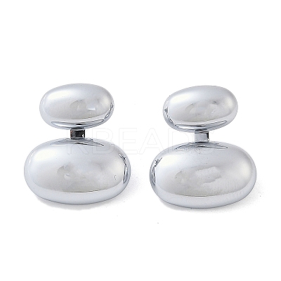 304 Stainless Steel Oval Stud Earrings EJEW-M073-08P-1