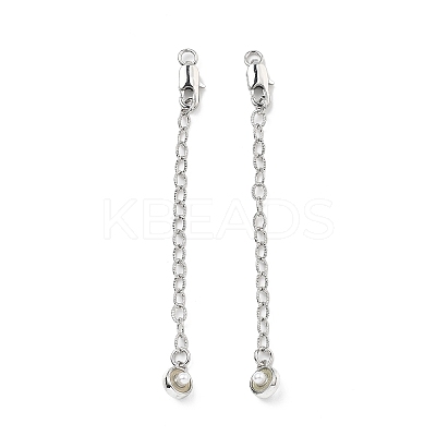 Brass Enamel ABS Imtation Pearl End with Chain KK-B129-27P-01-1