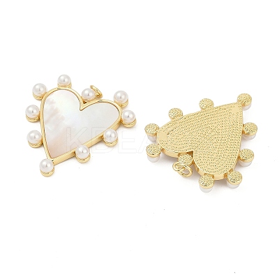 Brass Pave Natural Freshwater Shell Pendants LS-KK-U058-25G-02-1