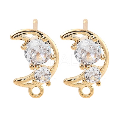 Brass Clear Cubic Zirconia Stud Earring Findings KK-A238-01D-G-1