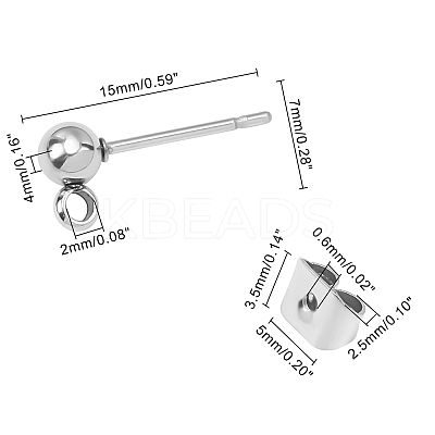 304 Stainless Steel Stud Earring Findings STAS-PH0001-09P-1
