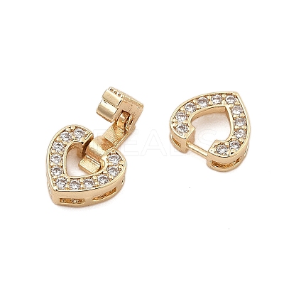 Brass Micro Pave Clear Cubic Zirconia Fold Over Clasps KK-C075-11G-1