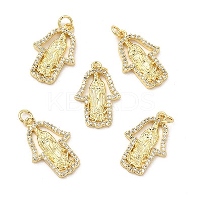 Brass Micro Pave Cubic Zirconia Pendants KK-E068-VB085-1