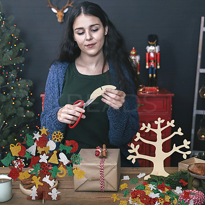 6 Set Christmas Unfinished Wood 3D Tree Display Decoration Kit DIY-NB0008-65-1
