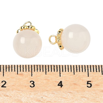 Natural White Chalcedony Round Charms G-P577-03G-1