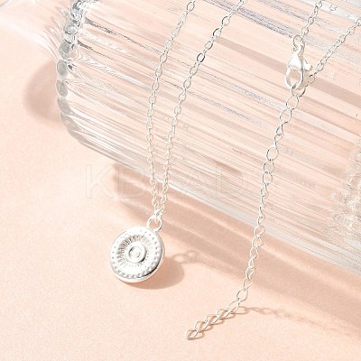 304 Stainless Steel Flat Round Coin Pendant Cable Chain Necklaces for Women LS-STAS-Z108-02S-01-1