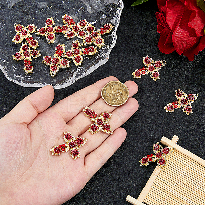 12Pcs Rack Plating Light Gold Alloy Rhinestone Pendants RELI-DC0001-01-1