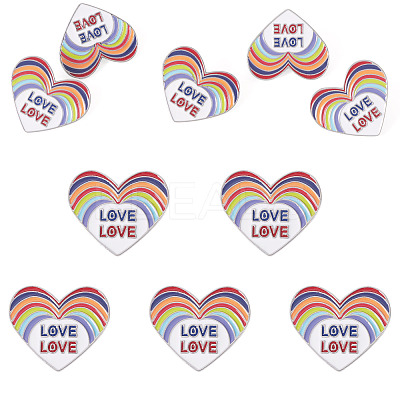 5Pcs Heart with Word Love Pride Month Enamel Pins JEWB-TA0001-27-1