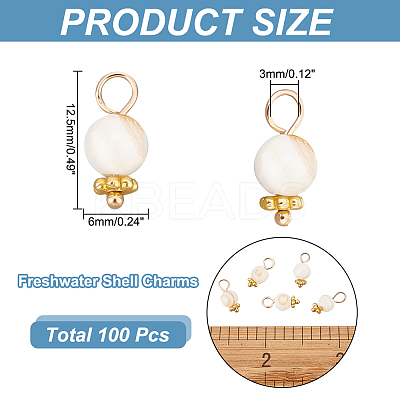 100Pcs Natural Freshwater Shell Charms FIND-AR0003-25-1