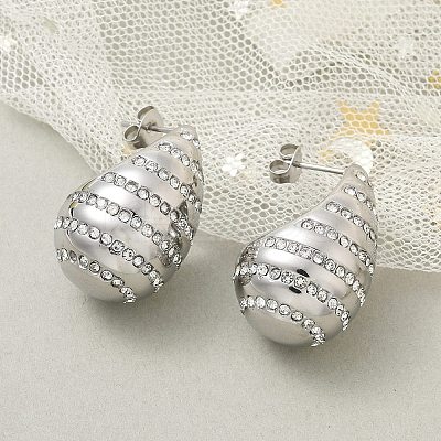 304 Stainless Steel Teardrop Stud Earrings EJEW-B108-06P-1