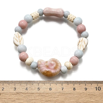 Handmade Porcelain Beads & Synthetic Howlite Beads Stretch Bracelets for Women BJEW-D307-01D-1