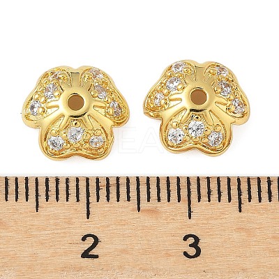Brass Micro Pave Clear Cubic Zirconia Bead Caps KK-V015-33G-01-1