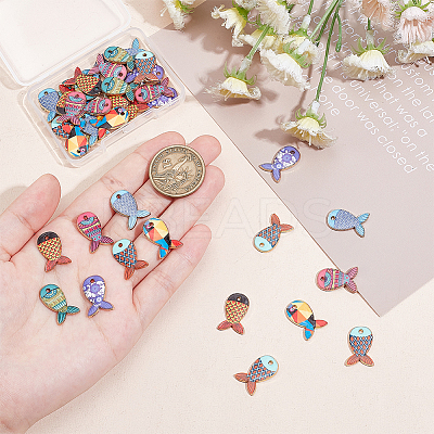 42Pcs 7 Colors Rack Plating Alloy Pendants FIND-PH0021-11-1