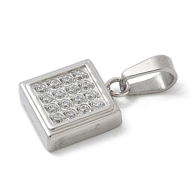 Ion Plating(IP) 304 Stainless Steel Micro Pave Cubic Zirconia Pendants STAS-Z107-02P-06-1