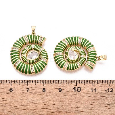 Brass Micro Pave Clear Cubic Zirconia Enamel Pendants KK-T071-28G-03-1