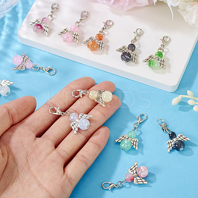 20Pcs 10 Colors Alloy & Glass Pendant Decorations PALLOY-TAC0211-1