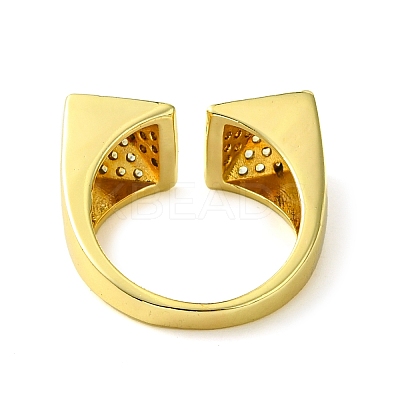 Brass Micro Pave Cubic Zirconia Open Cuff Rings RJEW-K256-12G-1