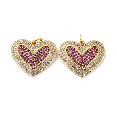 Brass Micro Pave Cubic Zirconia Pendants ZIRC-P092-040G-RS-1