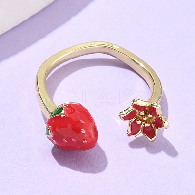 Brass with Enamel Cuff Open Rings for Women LS-RJEW-Q019-01B-G-1