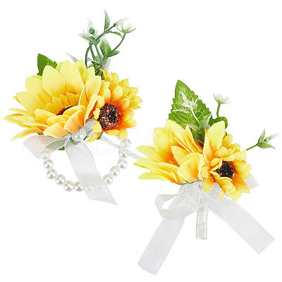 Silk Cloth Imitation Flower Wrist AJEW-CP0001-38-1