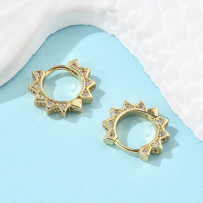 Clear Cubic Zirconia Sun Shape Hoop Earrings EJEW-P199-07G-1