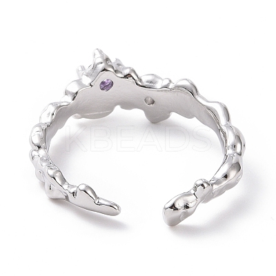 Cubic Zirconia Open Cuff Ring RJEW-D119-06P-1