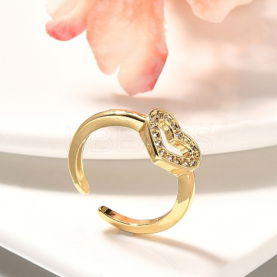 Rack Plating Brass Micro Pave Cubic Zirconia Cuff Finger Rings for Women RJEW-C117-01D-G-1