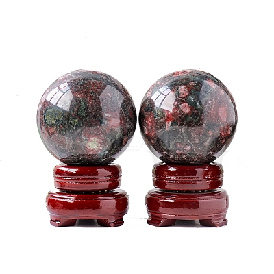 Natural Rhodonite Crystal Ball Display Decorations PW-WG27983-02-1
