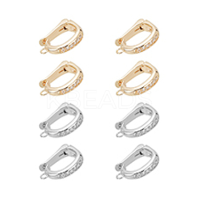 8Pcs 2 Colors Rack Plating Brass Micro Pave Clear Cubic Zirconia Fold Over Clasps FIND-PH0020-88-1
