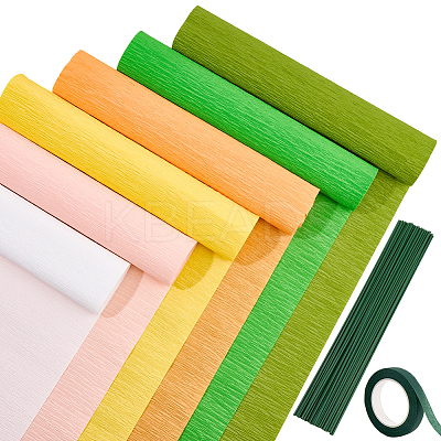 6 Rolls 6 Colors Handmade Crepe Paper DIY-CP0012-89B-1