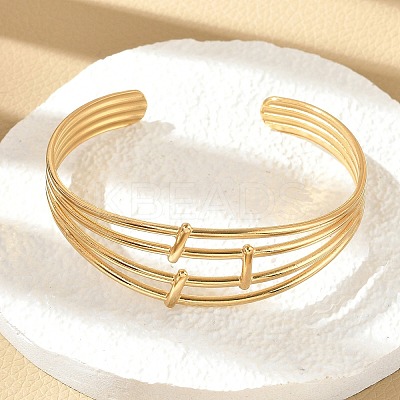 304 Stainless Steel Cuff Bangles for Women BJEW-B120-01G-02-1