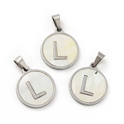 304 Stainless Steel with White Shell Pendants STAS-G268-01L-P-1