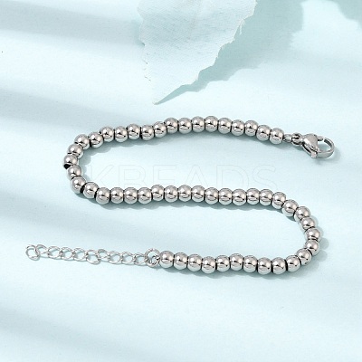 4MM Round 304 Stainless Steel Beaded Bracelets for Man and Women SA-CBAB767-15P-1