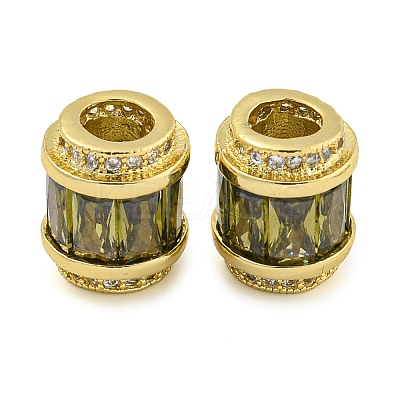 Rack Plating Brass Micro Pave Cubic Zirconia European Beads LS-KK-F089-31G-05-1