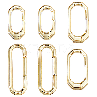 6Pcs 3 Styles Brass Spring Gate Rings KK-DC0004-94-1